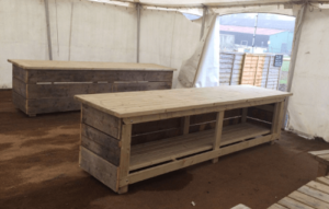 custom wooden work benches for shows and fairs